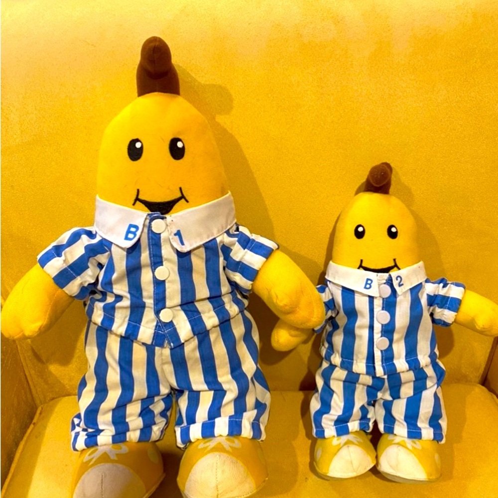 Vintage Plush Toy Set Bananas in Pajamas